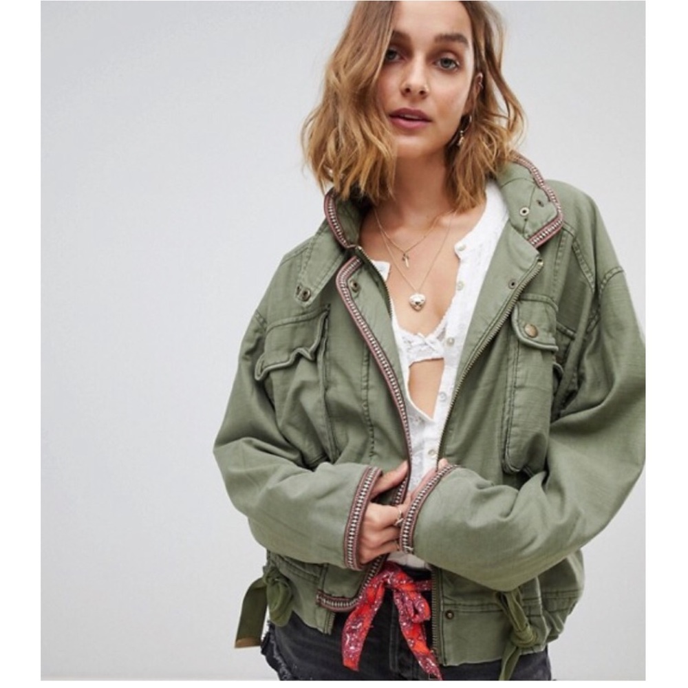 •Free People• NEW Flight Green Jacket